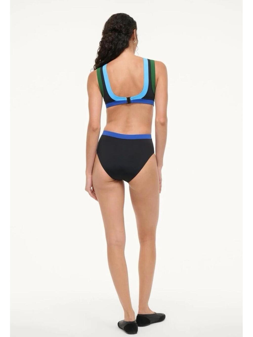 NWT Staud Dolce Cutout One Piece Swimsuit Navy Green Blue Swim Sea Large - Picture 4 of 5